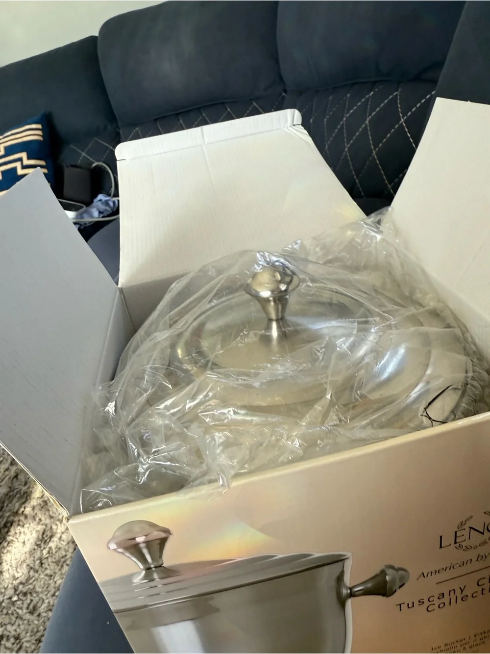 Lenox Silver Tuscany Classics Ice Bucket with Decorative Knob
